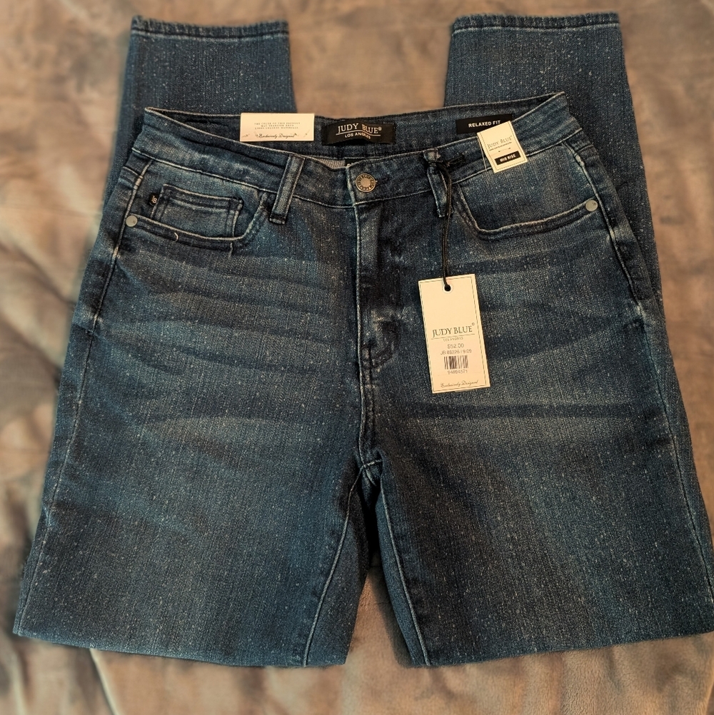Judy Blue Women's Dark Blue Mid Rise Relaxed Fit Jeans 9/29